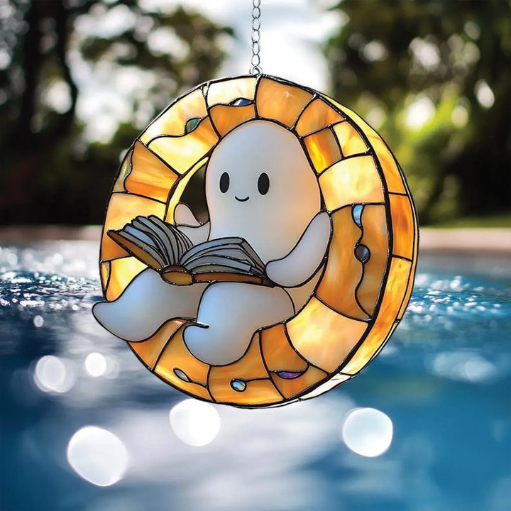 Livro de leitura fantasma Suncatcher Decoração suspensa
