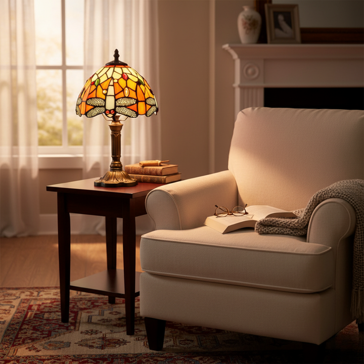 Candeeiro de Mesa Decorativo em Vidro Colorido com LED