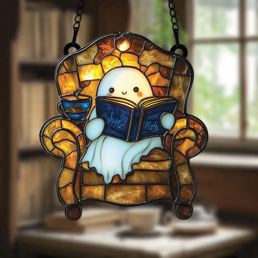Livro de leitura fantasma Suncatcher Decoração suspensa