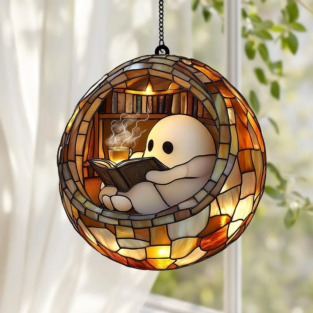 Livro de leitura fantasma Suncatcher Decoração suspensa