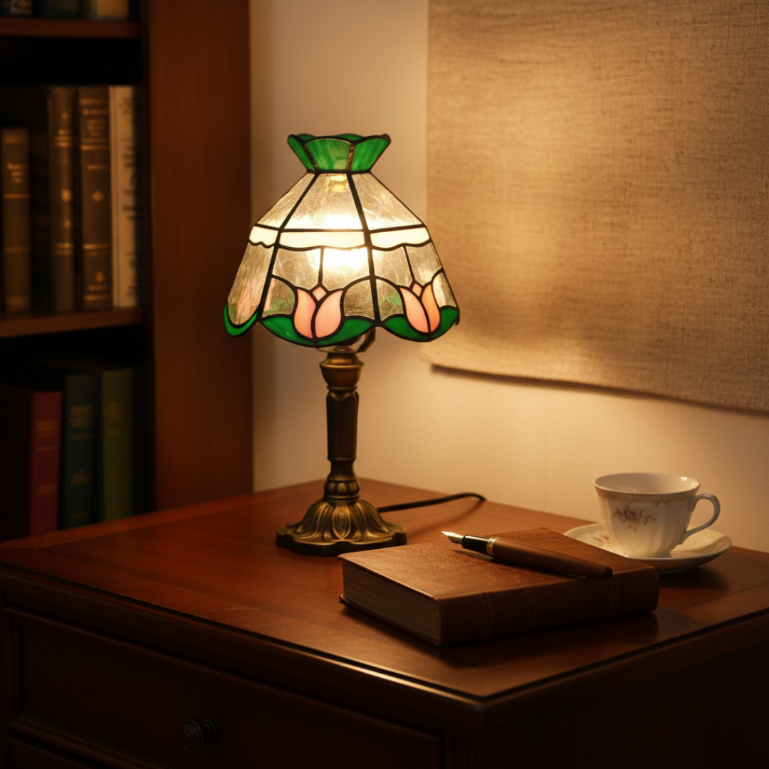 Candeeiro de Mesa Barroco Antigo com LED