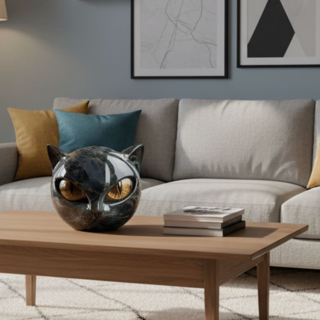 O gato Guardião Negro de Pedra