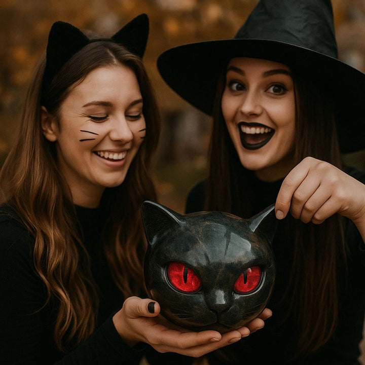 O gato Guardião Negro de Pedra