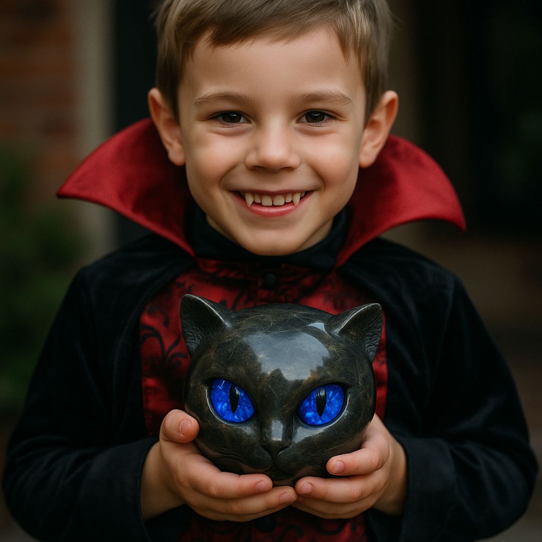 O gato Guardião Negro de Pedra