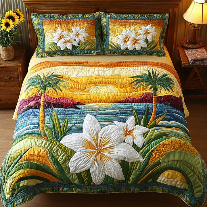 Conjunto de roupa de cama acolchoada de 3 peças - Conforto de Aloha
