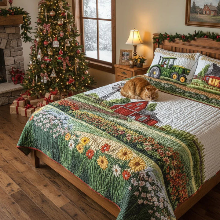 Conjunto de roupa de cama acolchoada de 3 peças - Fazenda Feliz