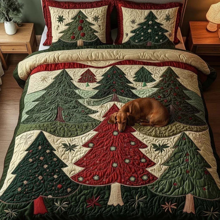 Conjunto de roupa de cama acolchoada de 3 peças - Floresta da alegria