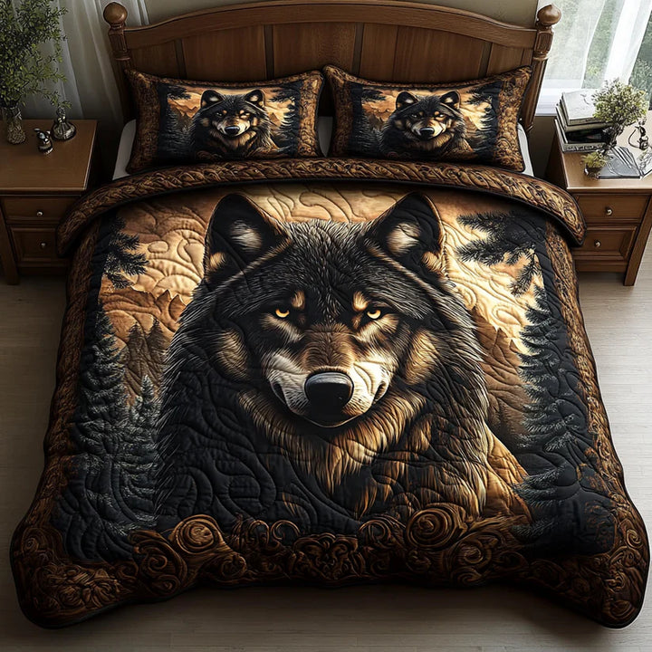 Conjunto de roupa de cama acolchoada de 3 peças - Animais da Floresta