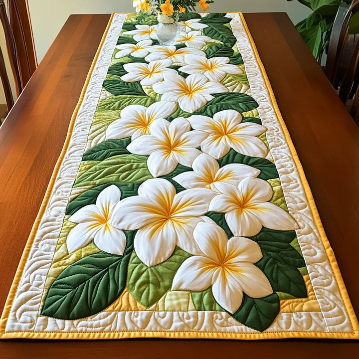 Caminho de mesa acolchoado - Flor de Plumeria