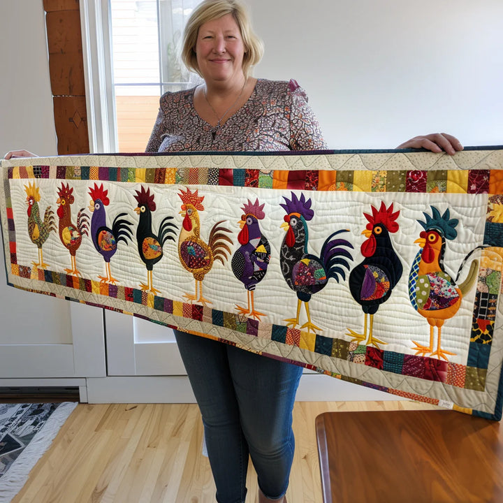 Caminho de mesa acolchoado - Desfile do Galo