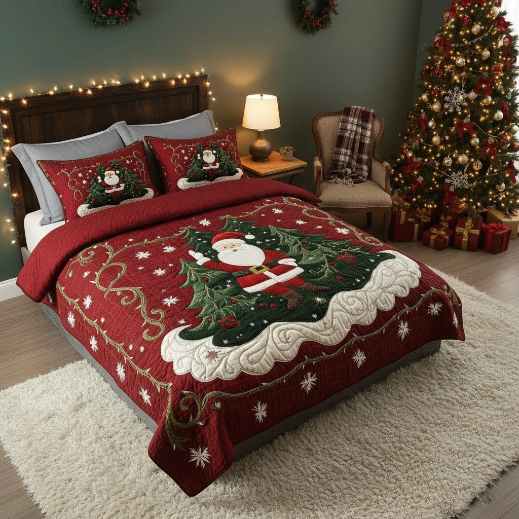 Conjunto de roupa de cama acolchoada de 3 peças - O Mundo da Oficina do Pai Natal