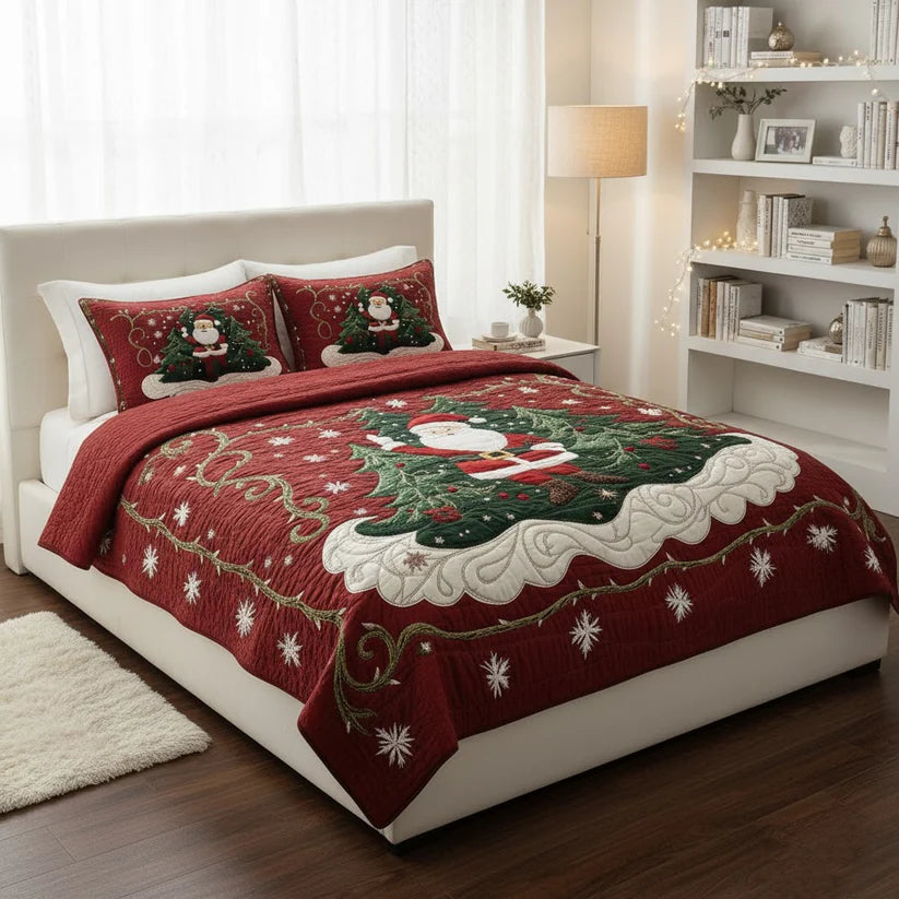 Conjunto de roupa de cama acolchoada de 3 peças - O Mundo da Oficina do Pai Natal