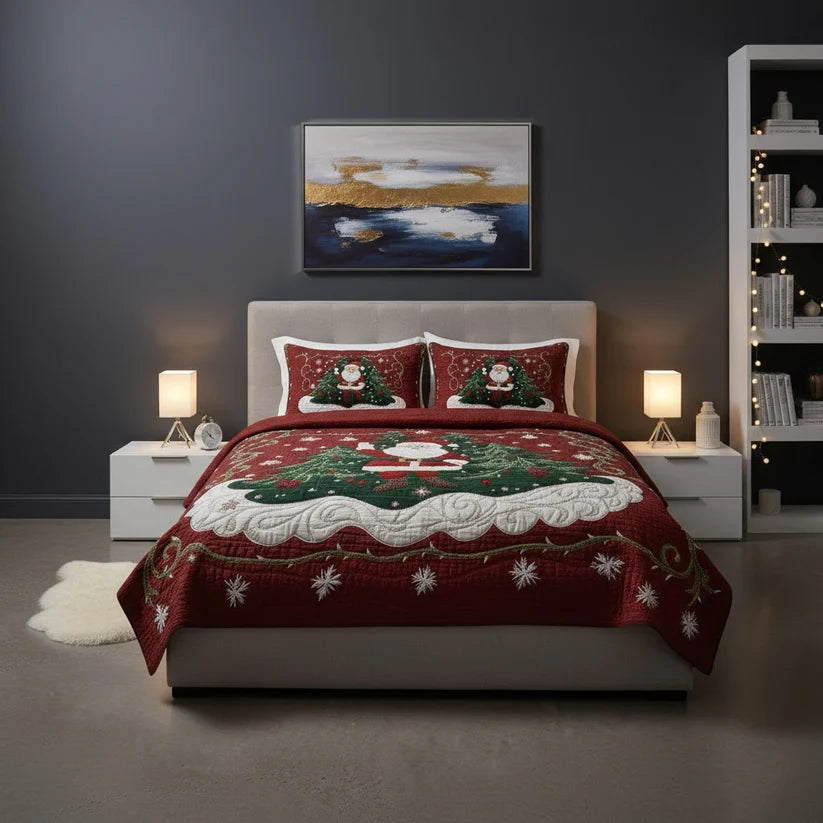 Conjunto de roupa de cama acolchoada de 3 peças - O Mundo da Oficina do Pai Natal