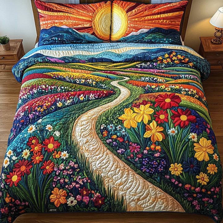 Conjunto de roupa de cama acolchoada de 3 peças - Raio de Sol