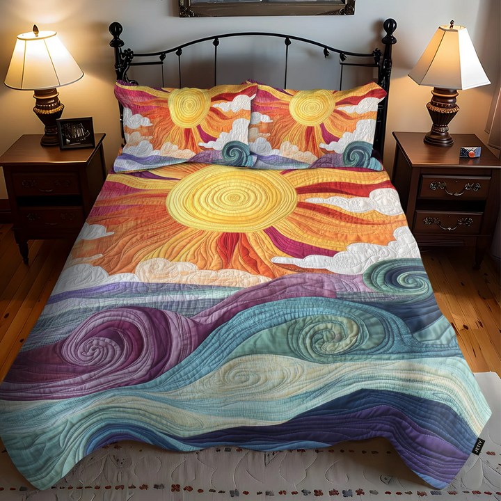 Conjunto de roupa de cama acolchoada de 3 peças - O Encanto Raio de Sol