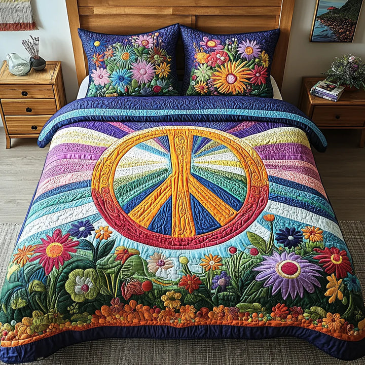 Conjunto de roupa de cama acolchoada de 3 peças - Sonhos Tie-Dye